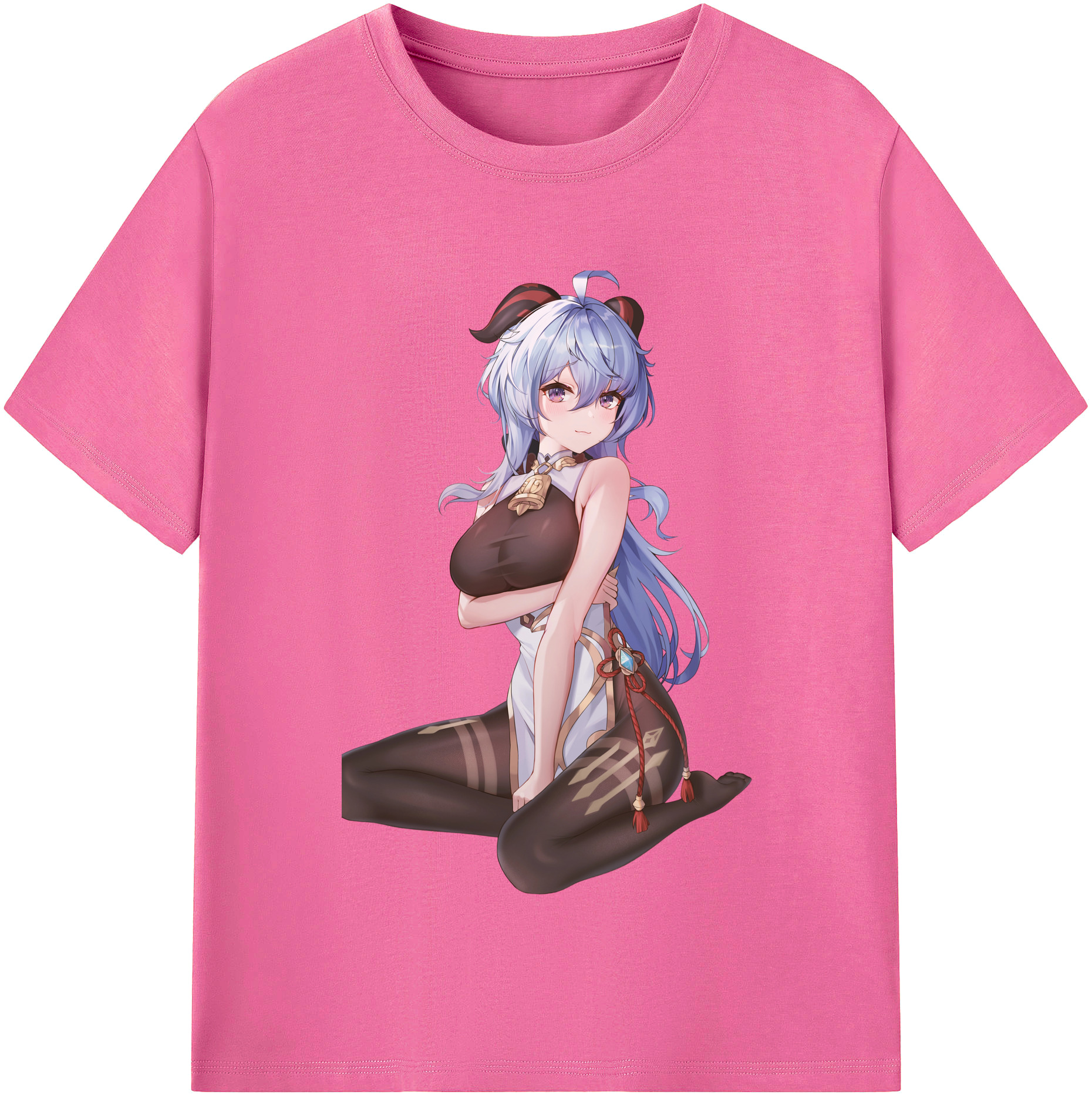 げんし神 甘雨 かんう genshin Ganyu レディースカジュアルプリントTシャツ（綿100％）